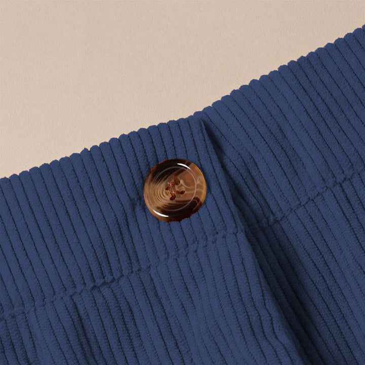 Spodnie damskie z prostymi nogawkami i kieszeniami, z materiału Buddha Stones, z kordu - image 25