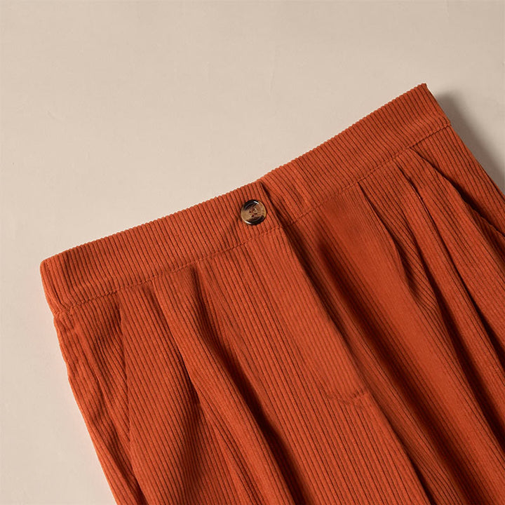 Spodnie damskie z prostymi nogawkami i kieszeniami, z materiału Buddha Stones, z kordu - image 29