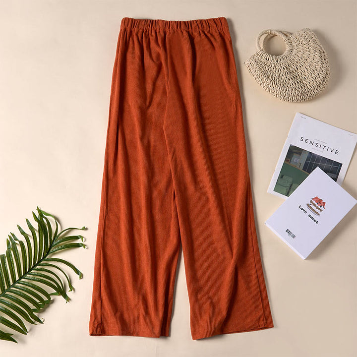 Spodnie damskie z prostymi nogawkami i kieszeniami, z materiału Buddha Stones, z kordu - image 27