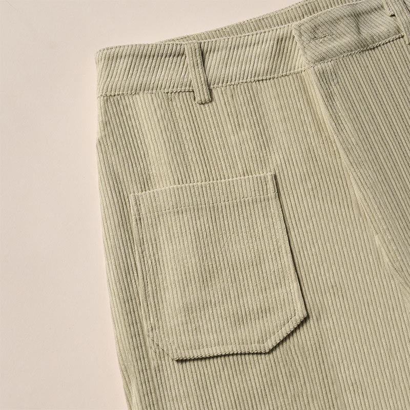 Spodnie damskie z szerokimi nogawkami i kieszeniami, z gładkiego sztruksu i poliestru z motywem Buddha Stones - image 11