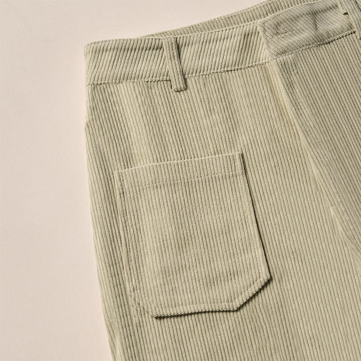 Spodnie damskie z szerokimi nogawkami i kieszeniami, z gładkiego sztruksu i poliestru z motywem Buddha Stones - image 11