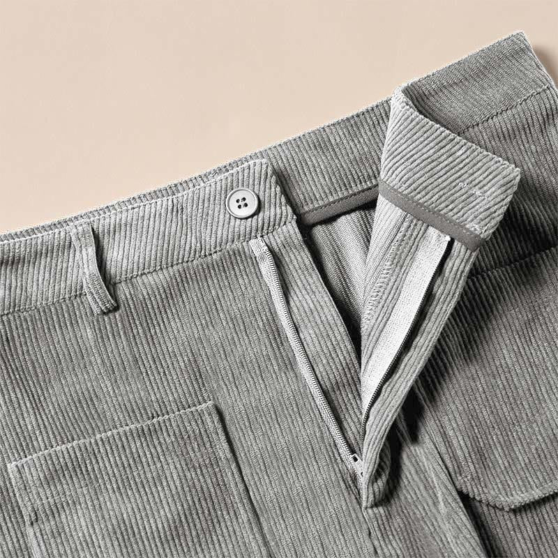 Spodnie damskie z szerokimi nogawkami i kieszeniami, z gładkiego sztruksu i poliestru z motywem Buddha Stones - image 17