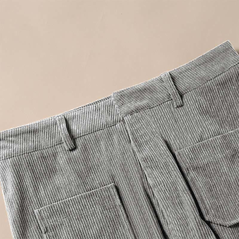 Spodnie damskie z szerokimi nogawkami i kieszeniami, z gładkiego sztruksu i poliestru z motywem Buddha Stones - image 19