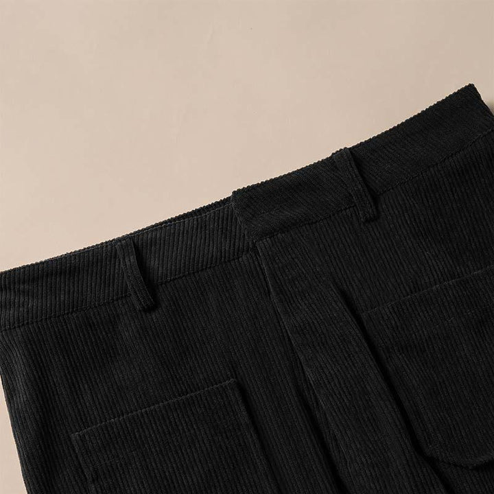 Spodnie damskie z szerokimi nogawkami i kieszeniami, z gładkiego sztruksu i poliestru z motywem Buddha Stones - image 26