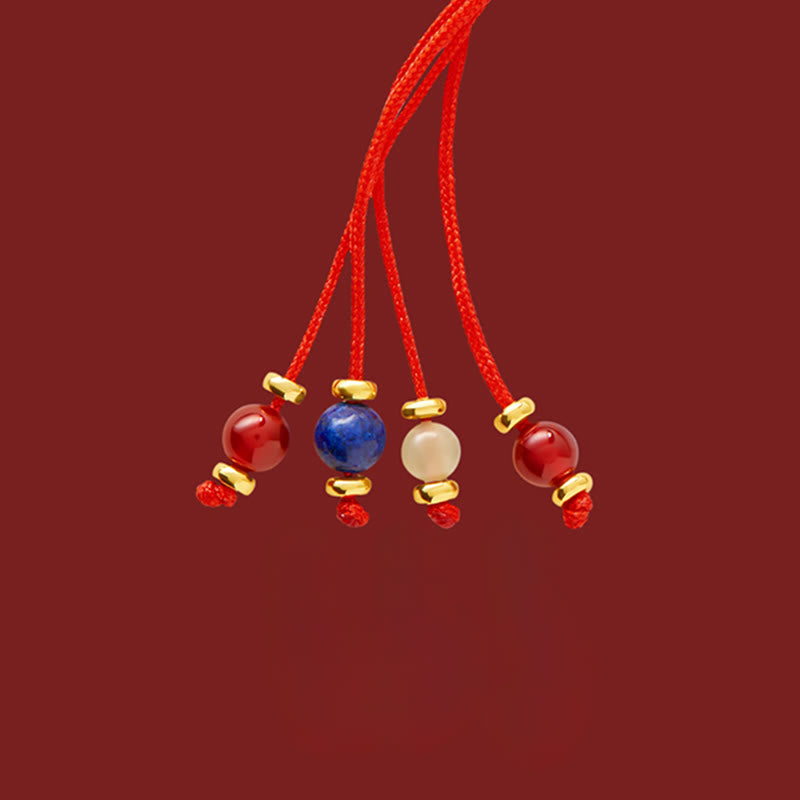 Buddha Stones Bransoletka pleciona z czerwonego sznurka z postacią Fu z Roku Konia, wykonana z 18-karatowego złota, z miedzianą powłoką i symbolem szczęścia - image 10