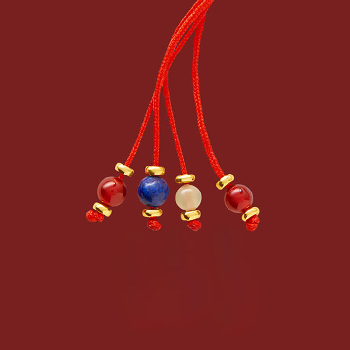 Buddha Stones Bransoletka pleciona z czerwonego sznurka z postacią Fu z Roku Konia, wykonana z 18-karatowego złota, z miedzianą powłoką i symbolem szczęścia - image 10