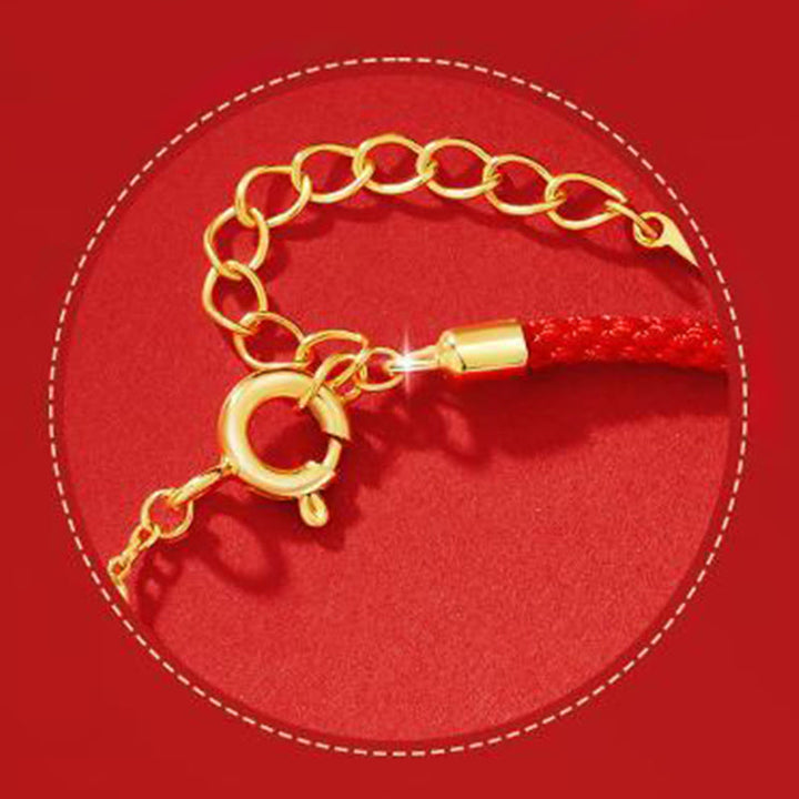 Bransoletka z czerwonego sznurka z cyrkonii i Buddha Stones z jadeitu Hetian, Rok Konia, srebro próby 925 - image 11