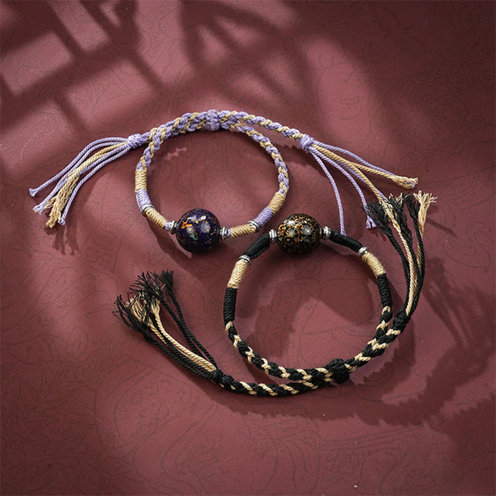 Bransoletka z wielokolorowych koralików plecionych z Buddha Stones z lakierowanymi koralikami - image 11