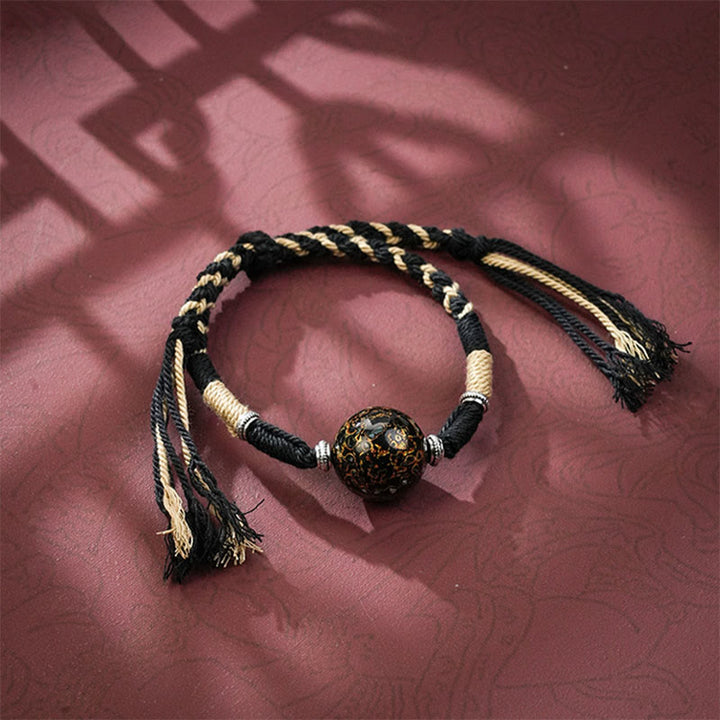 Bransoletka z wielokolorowych koralików plecionych z Buddha Stones z lakierowanymi koralikami - Czarny - image 8