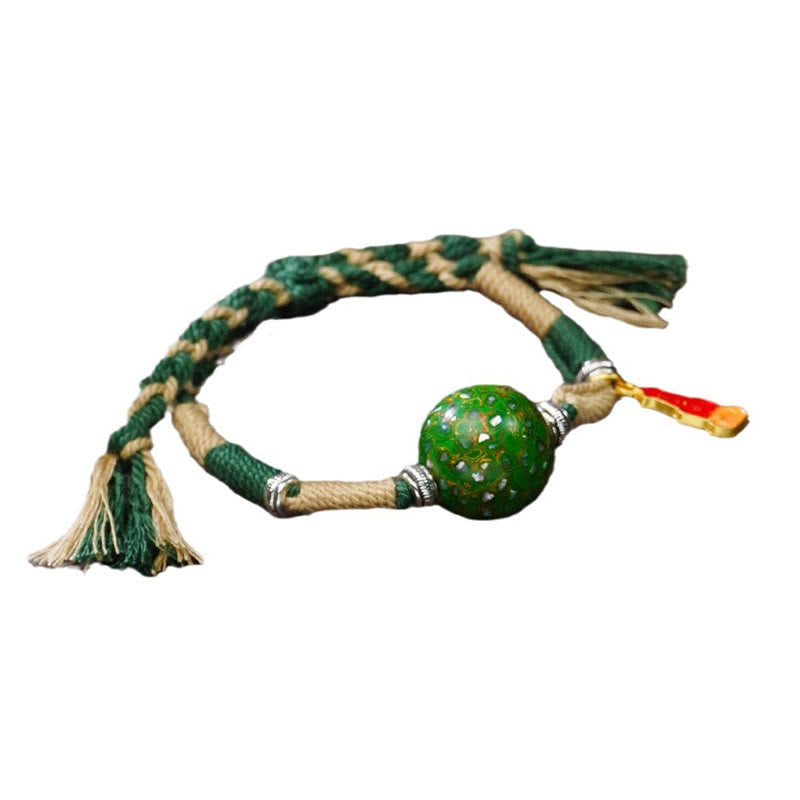 Bransoletka z wielokolorowych koralików plecionych z Buddha Stones z lakierowanymi koralikami - image 9