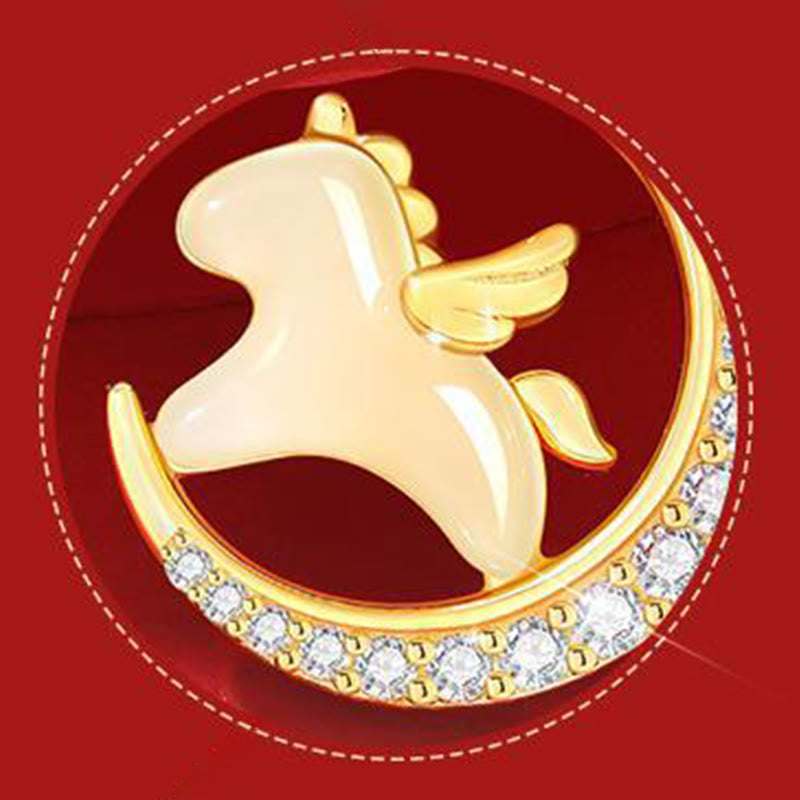 Naszyjnik z wisiorkiem obfitości z Buddha Stones z roku konia, ze srebra próby 925 i jadeitu hetian z cyrkonią - image 7