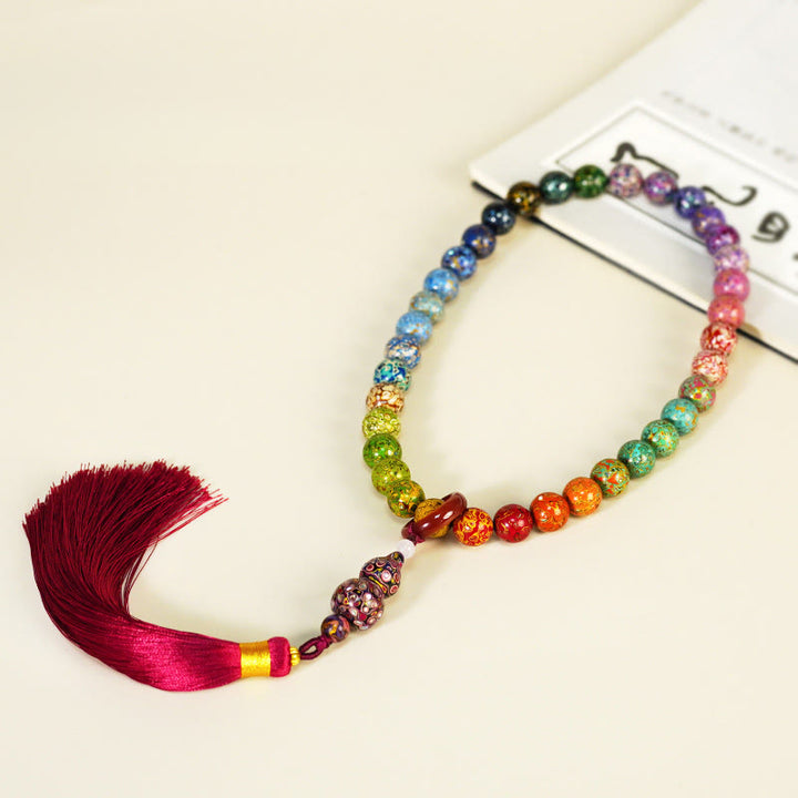 Bransoletka z frędzlami z koralików z hebanu i lakieru Buddha Stones - image 1