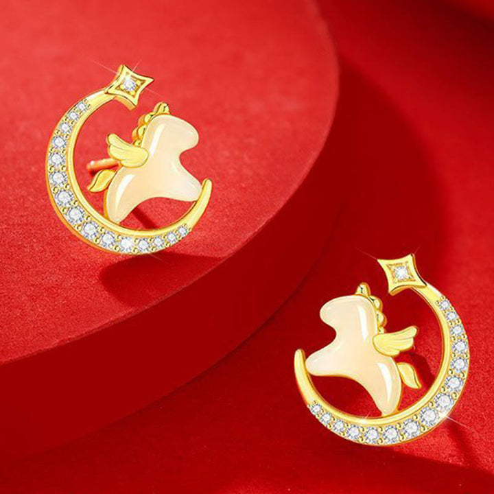 Buddha Stones , Rok Konia, Jadeit Hetian, srebro próby 925, cyrkonia księżycowa, obfitość - image 2