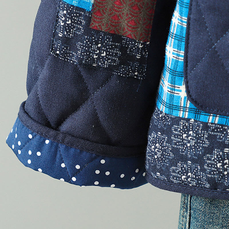 Kurtka damska z długim rękawem z grubej bawełny z kieszeniami i guzikami w stylu etnicznym "Buddha Stones" z żabą - image 1