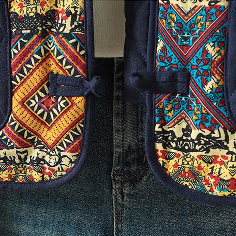 Kurtka damska z długim rękawem z grubej bawełny z kieszeniami i guzikami w stylu etnicznym "Buddha Stones" z żabą - image 15