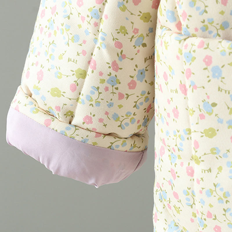 Kurtka damska z długim rękawem, gruba, bawełniana, z kieszeniami, z Buddha Stones i kwiatowym wzorem - image 8