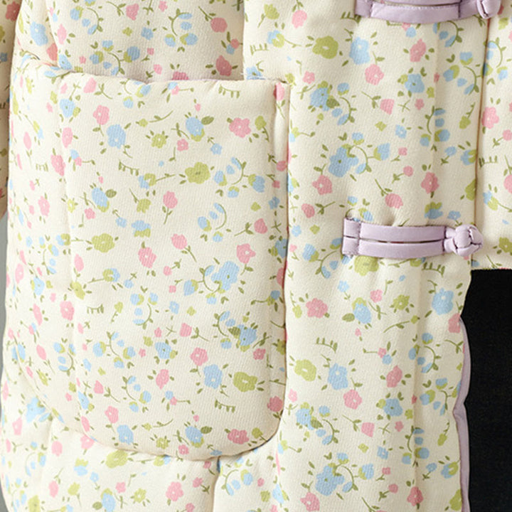 Kurtka damska z długim rękawem, gruba, bawełniana, z kieszeniami, z Buddha Stones i kwiatowym wzorem - image 6