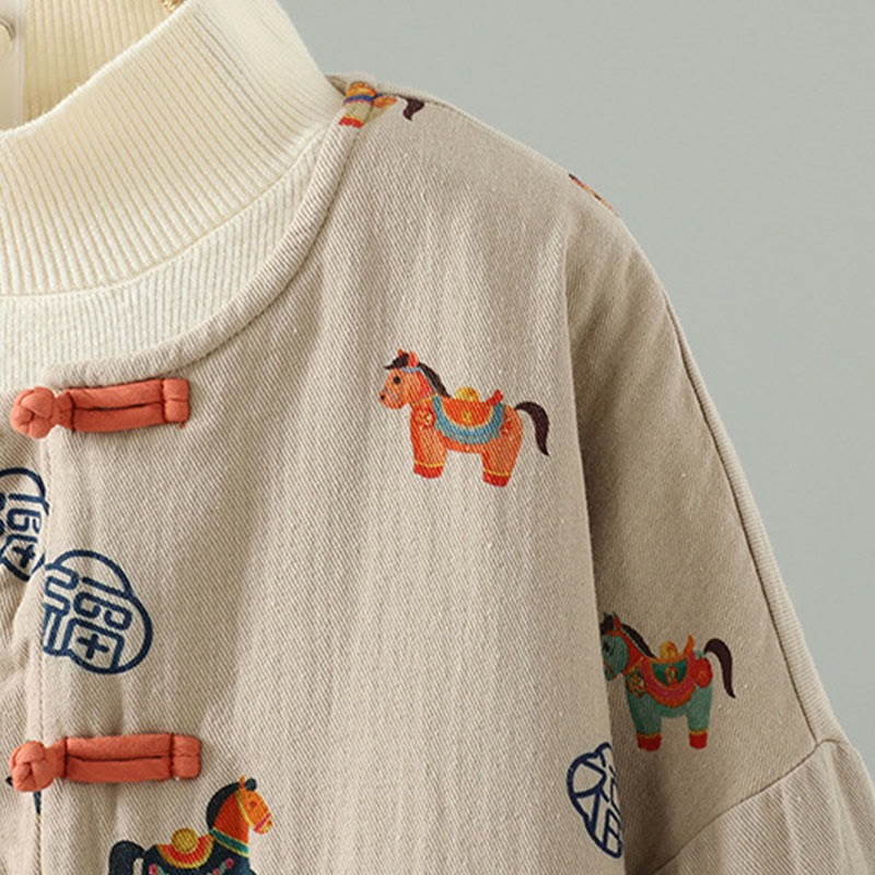 Kurtka damska z długim rękawem i grubym bawełnianym wykończeniem w kształcie konika Fu z Buddha Stones i guzikami żaby - image 10