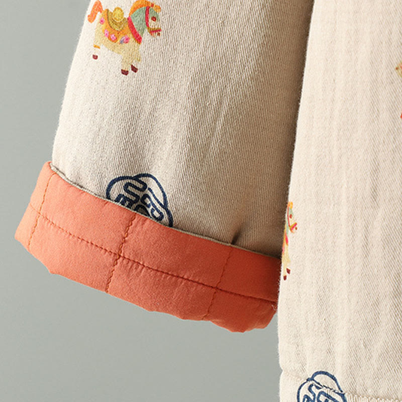 Kurtka damska z długim rękawem i grubym bawełnianym wykończeniem w kształcie konika Fu z Buddha Stones i guzikami żaby - image 15