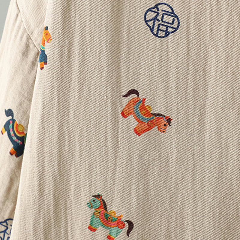 Kurtka damska z długim rękawem i grubym bawełnianym wykończeniem w kształcie konika Fu z Buddha Stones i guzikami żaby - image 13