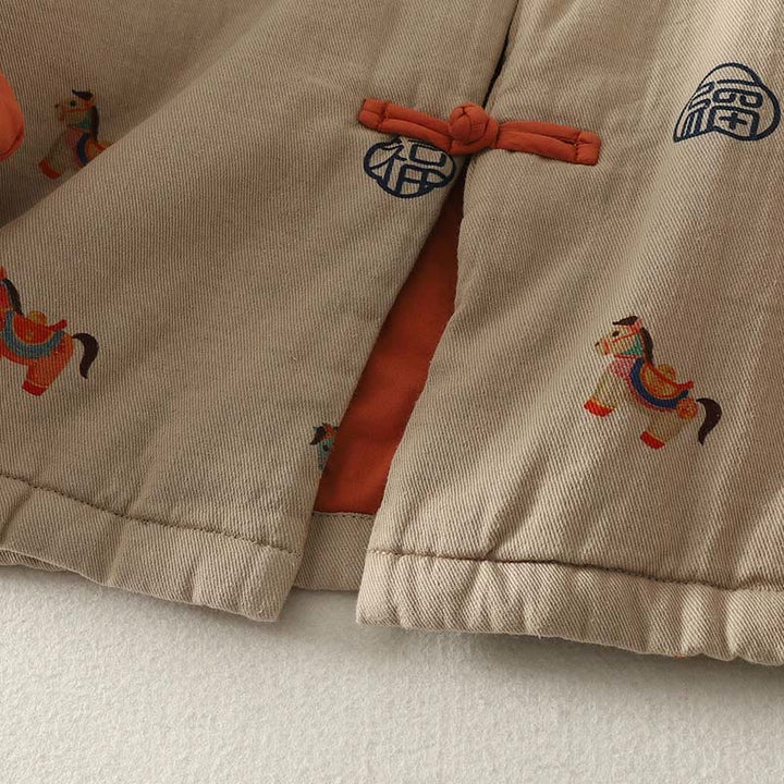 Kurtka damska z długim rękawem i grubym bawełnianym wykończeniem w kształcie konika Fu z Buddha Stones i guzikami żaby - image 17