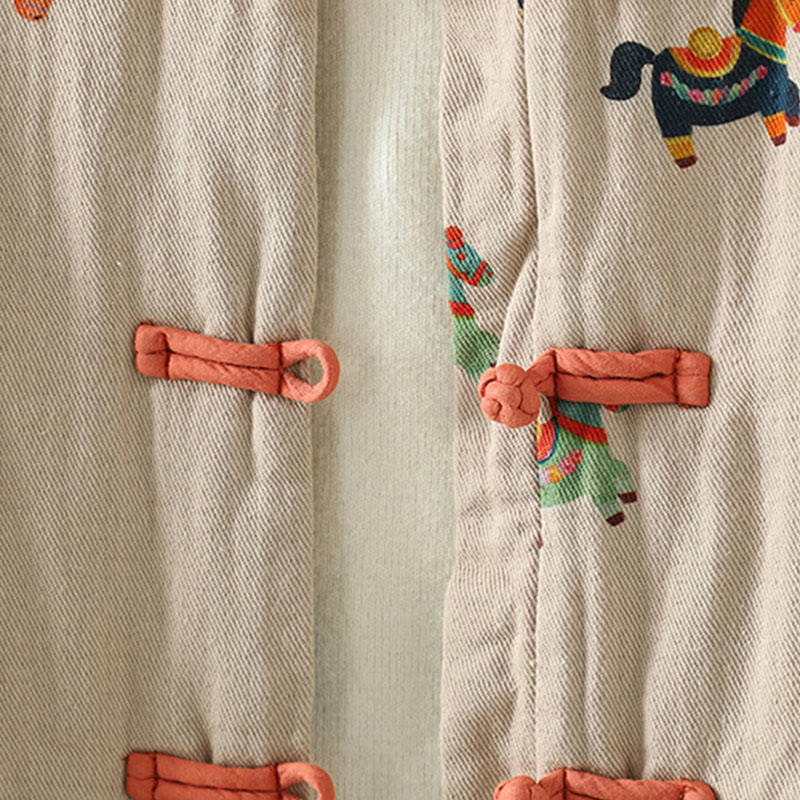 Kurtka damska z długim rękawem i grubym bawełnianym wykończeniem w kształcie konika Fu z Buddha Stones i guzikami żaby - image 9