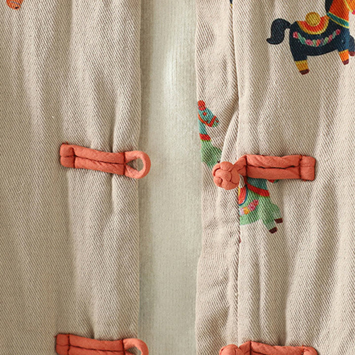 Kurtka damska z długim rękawem i grubym bawełnianym wykończeniem w kształcie konika Fu z Buddha Stones i guzikami żaby - image 9