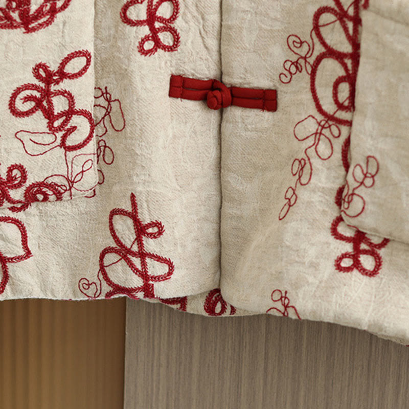 Kurtka zimowa damska Buddha Stones z długim rękawem, kołnierzem stójką i guzikami typu żaba, z bawełnianą podszewką i kieszeniami - image 5