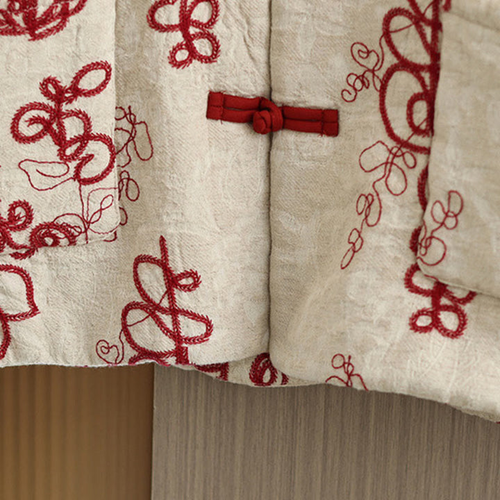 Kurtka zimowa damska Buddha Stones z długim rękawem, kołnierzem stójką i guzikami typu żaba, z bawełnianą podszewką i kieszeniami - image 5