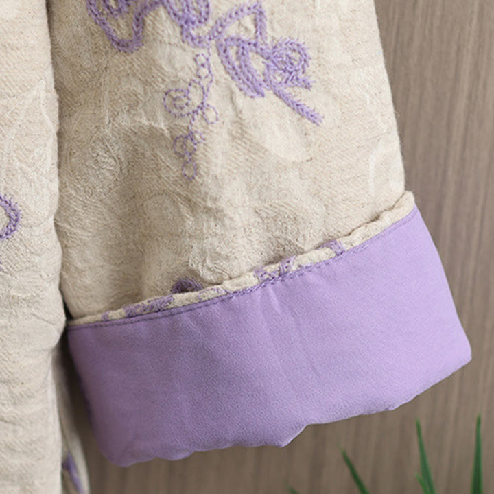 Kurtka zimowa damska Buddha Stones z długim rękawem, kołnierzem stójką i guzikami typu żaba, z bawełnianą podszewką i kieszeniami - image 16