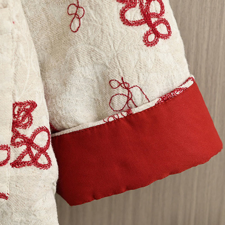 Kurtka zimowa damska Buddha Stones z długim rękawem, kołnierzem stójką i guzikami typu żaba, z bawełnianą podszewką i kieszeniami - image 4