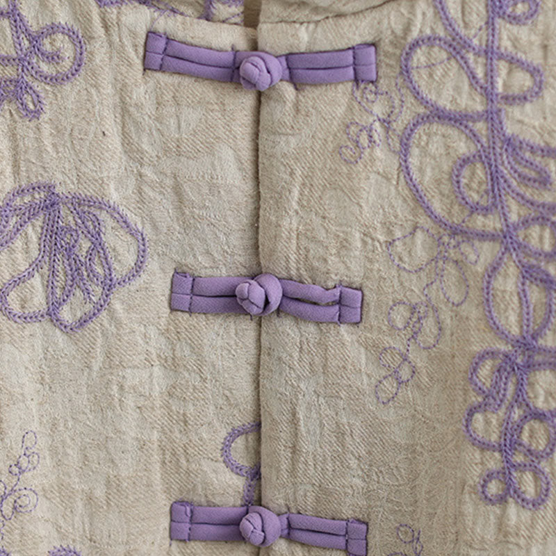 Kurtka zimowa damska Buddha Stones z długim rękawem, kołnierzem stójką i guzikami typu żaba, z bawełnianą podszewką i kieszeniami - image 12