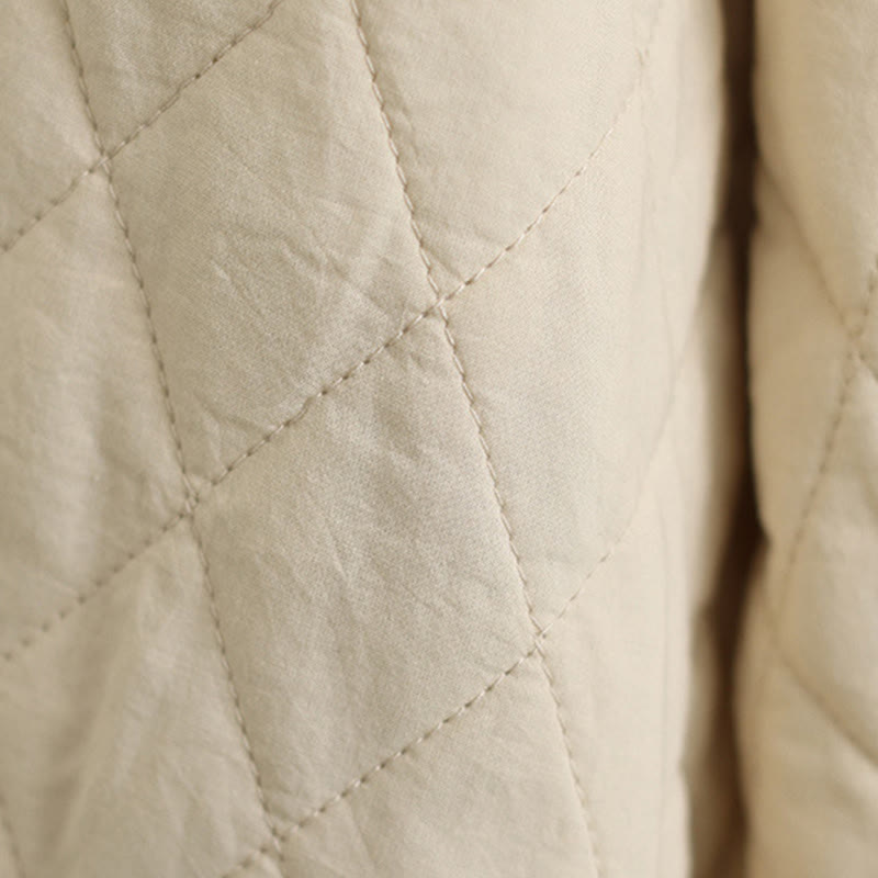 Kurtka zimowa damska Buddha Stones z długim rękawem, kołnierzem stójką i guzikami typu żaba, z bawełnianą podszewką i kieszeniami - image 21