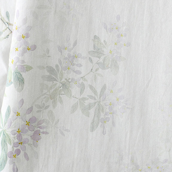 Kurtka damska z długim rękawem i bawełny z nadrukiem "Buddha Stones" z kwiatowym wzorem i żabimi guzikami - image 6