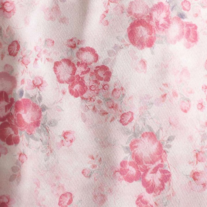 Kurtka damska Buddha Stones Commute w kolorze jasnoróżowym z nadrukiem kwiatowym i żabimi guzikami z bawełny z długim rękawem - image 6