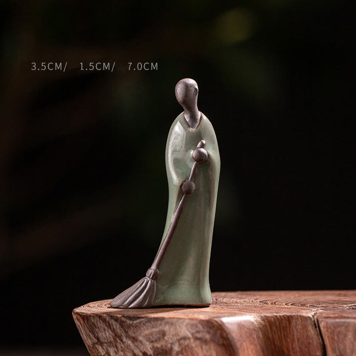 Buddha Stones , mała, bezpostaciowa, ceramiczna figurka Buddy, zamiatający mnich, dekoracja domu, 3,5*1,5*7 cm - Budda 3,5*1,5*7 cm - image 0