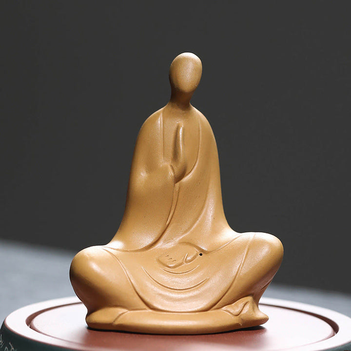 Buddha Stones Bezpostaciowy Budda Modlący się Ceramiczna Figurka Zen Dekoracja Domu 5*2,5*5,3 cm - Żółty 10*5*7,7 cm - image 7