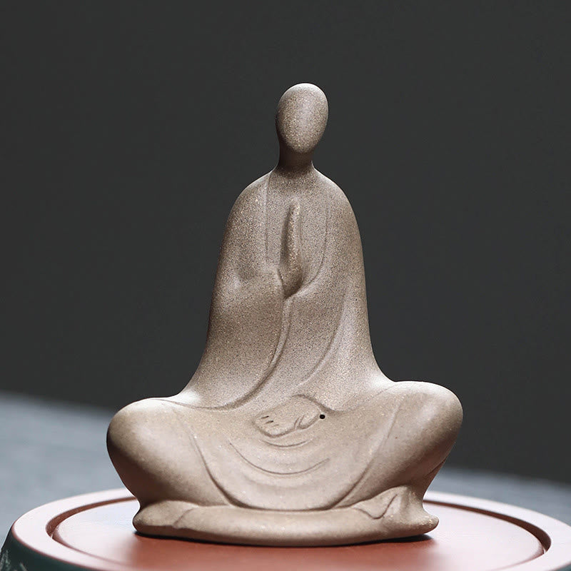 Buddha Stones Bezpostaciowy Budda Modlący się Ceramiczna Figurka Zen Dekoracja Domu 5*2,5*5,3 cm - Brązowy 10,2*5,1*7,9 cm - image 0