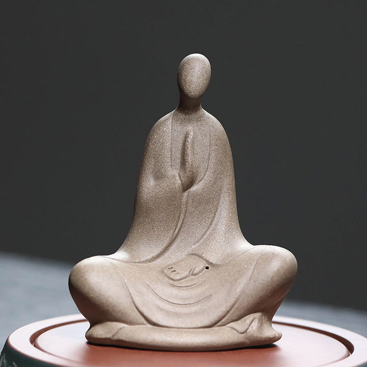 Buddha Stones Bezpostaciowy Budda Modlący się Ceramiczna Figurka Zen Dekoracja Domu 5*2,5*5,3 cm - Brązowy 10,2*5,1*7,9 cm - image 0