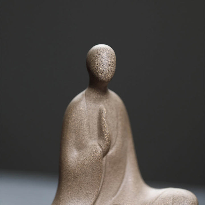 Buddha Stones Bezpostaciowy Budda Modlący się Ceramiczna Figurka Zen Dekoracja Domu 5*2,5*5,3 cm - image 3
