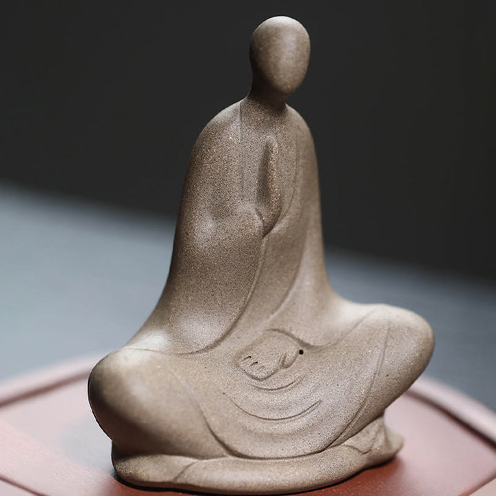 Buddha Stones Bezpostaciowy Budda Modlący się Ceramiczna Figurka Zen Dekoracja Domu 5*2,5*5,3 cm - image 1