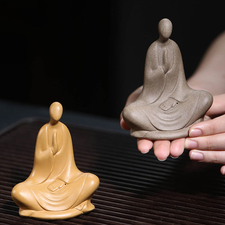 Buddha Stones Bezpostaciowy Budda Modlący się Ceramiczna Figurka Zen Dekoracja Domu 5*2,5*5,3 cm - image 10