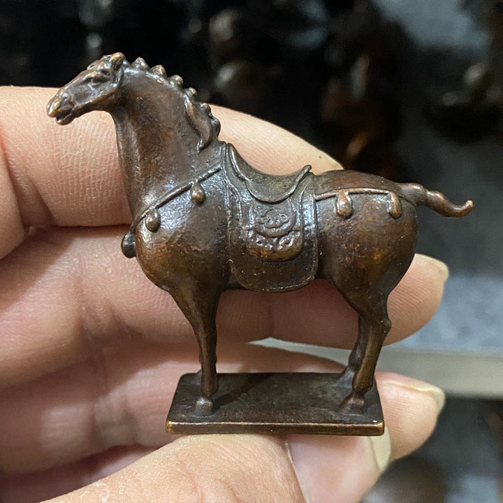 Buddha Stones w kolorze antycznym brązowym, Rok Konia, dekoracja domu ze stopu 5,8*4,7 cm - Koń 5,8*4,7 cm - image 0