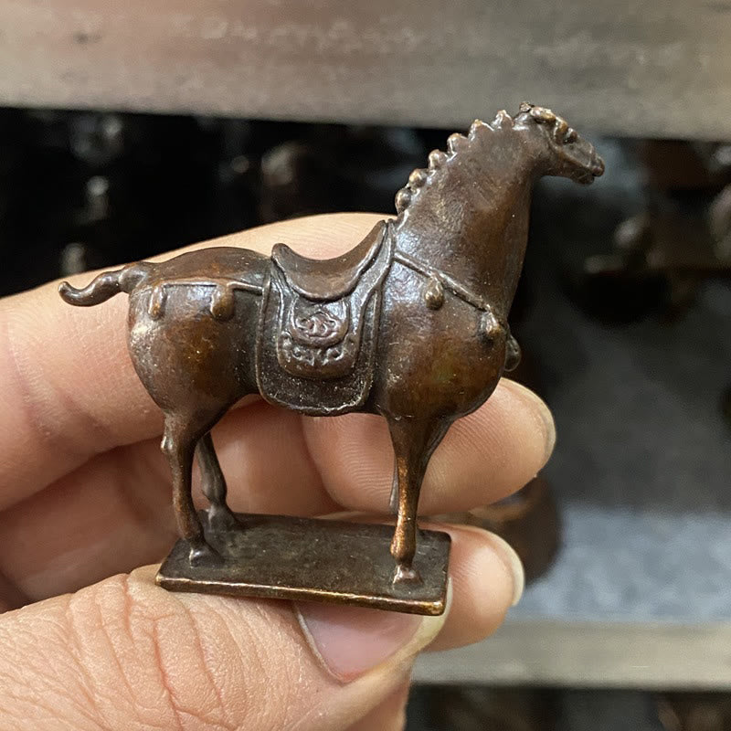 Buddha Stones w kolorze antycznym brązowym, Rok Konia, dekoracja domu ze stopu 5,8*4,7 cm - image 2