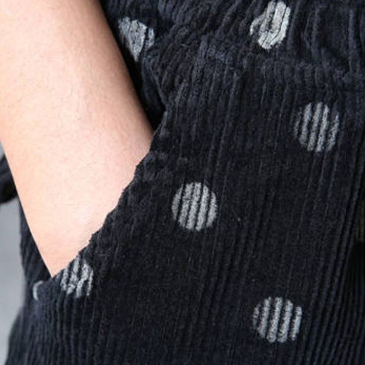 Damskie spodnie haremowe z nadrukiem w kropki z Buddha Stones z kolekcji "Jesień do pracy" z motywem sztruksu i kieszeniami - image 14