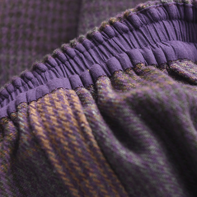 Spódnica zimowa damska Buddha Stones w kratę, bawełniana, termiczna, długość 7-8, z kieszeniami - image 8