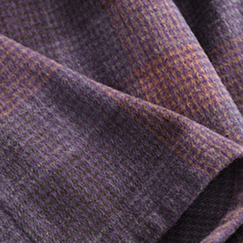 Spódnica zimowa damska Buddha Stones w kratę, bawełniana, termiczna, długość 7-8, z kieszeniami - image 11