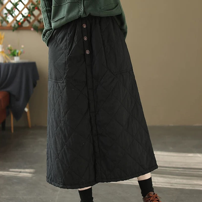 Spódnica damska Buddha Stones z bawełny, ocieplana, o długości 7-8, z kieszeniami - image 10