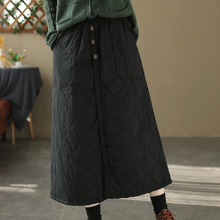 Spódnica damska Buddha Stones z bawełny, ocieplana, o długości 7-8, z kieszeniami - image 10