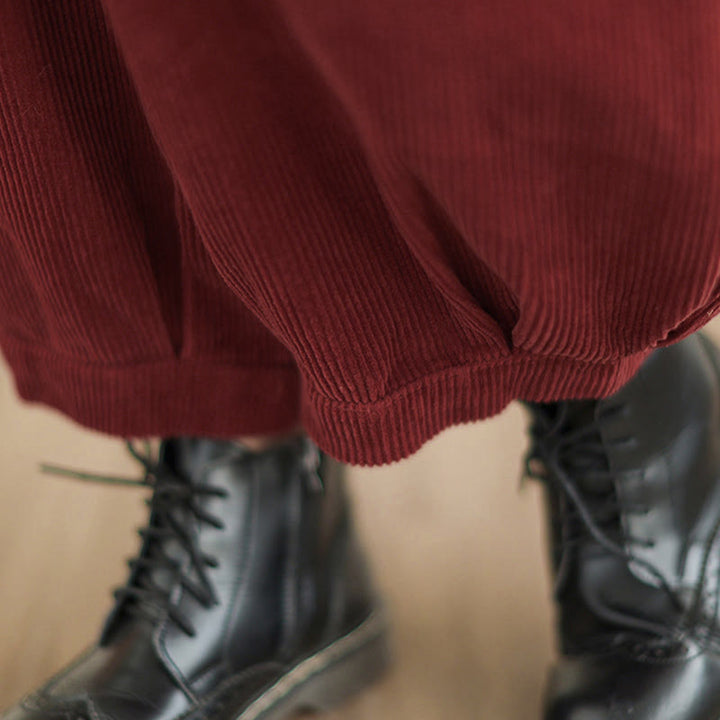 Spodnie haremki damskie z grubego sztruksu z kieszeniami i gładkim elastycznym pasem w motywy Buddha Stones - image 20